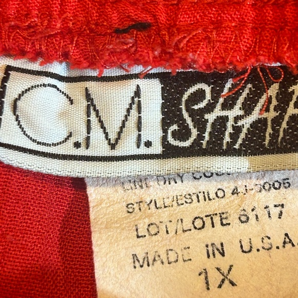 1X CM Shapes red Calcutta Crinkle wide leg pull on pants with pockets - Picture 9 of 12